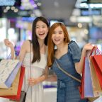 Chinese tourist fun shopping two women